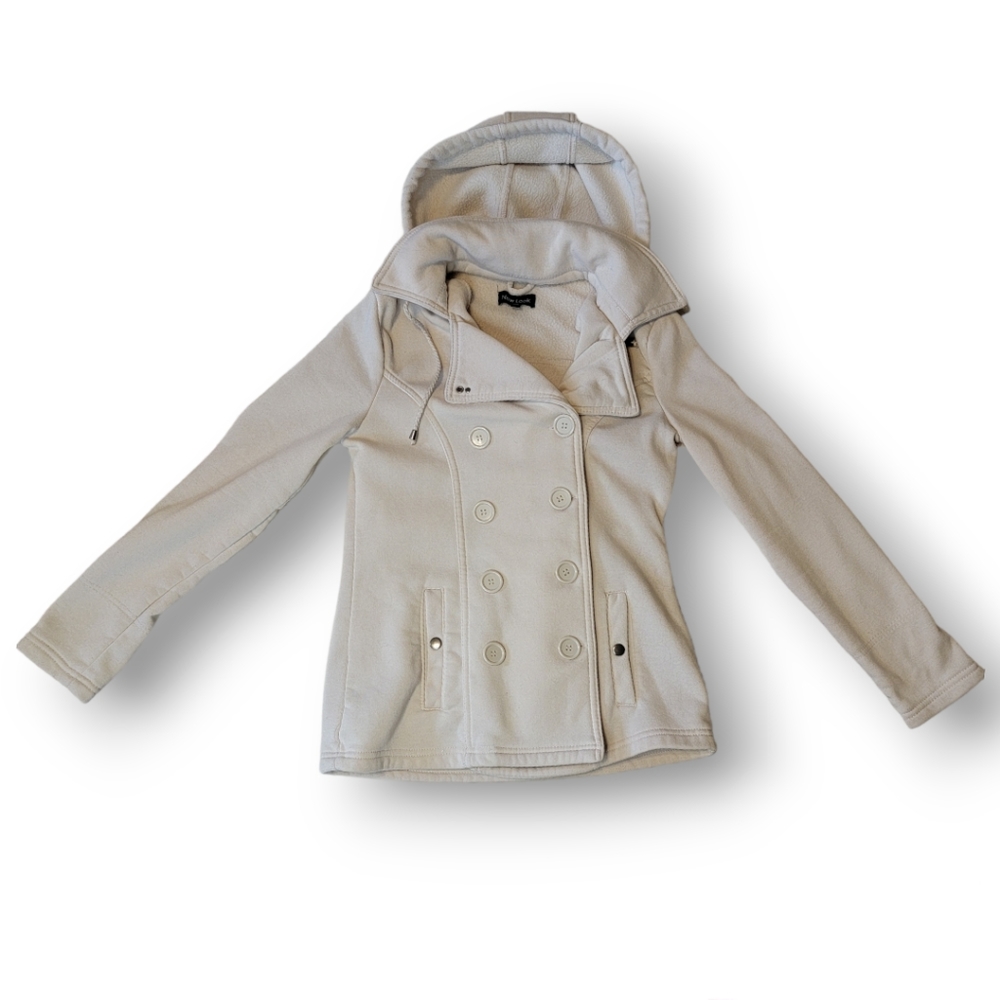 New Look Women's Double Breasted Peacoat With Hood Size Large